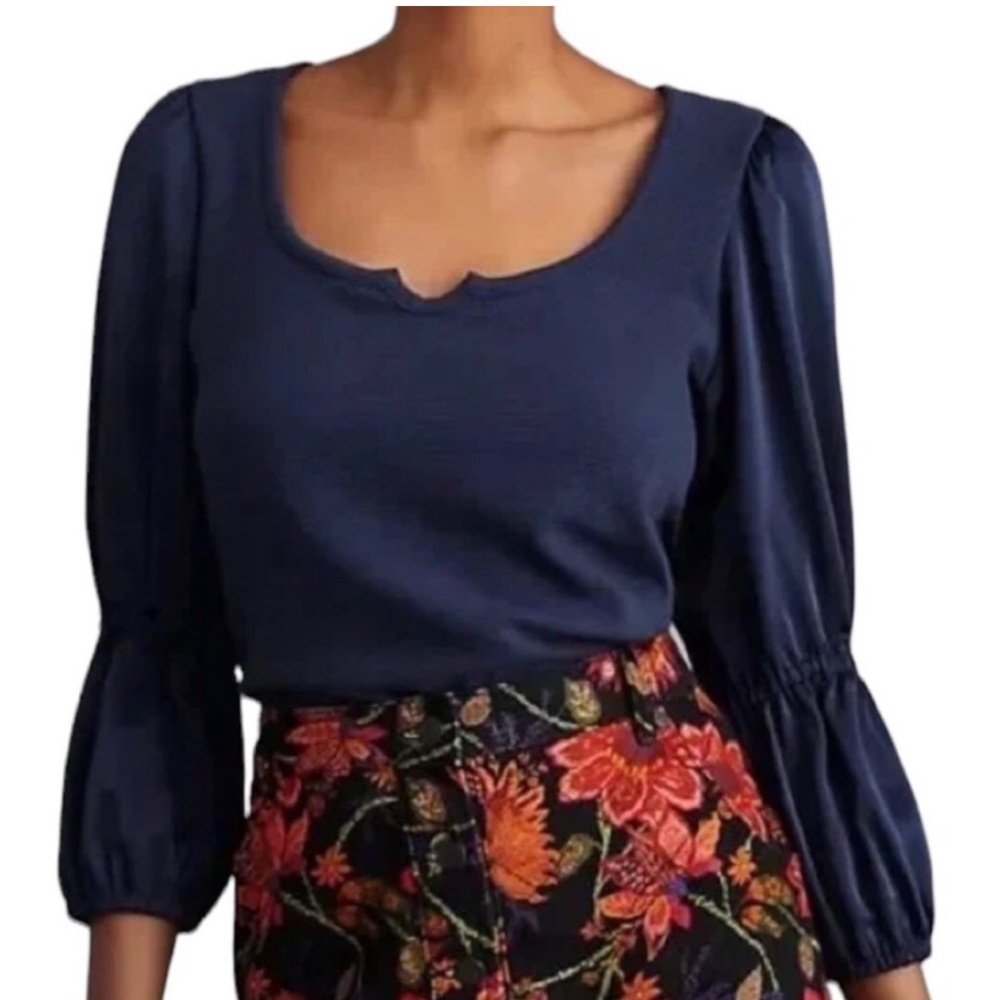 Anthropologie Maeve brand ribbed tiered sleeve top. Xs NWOT